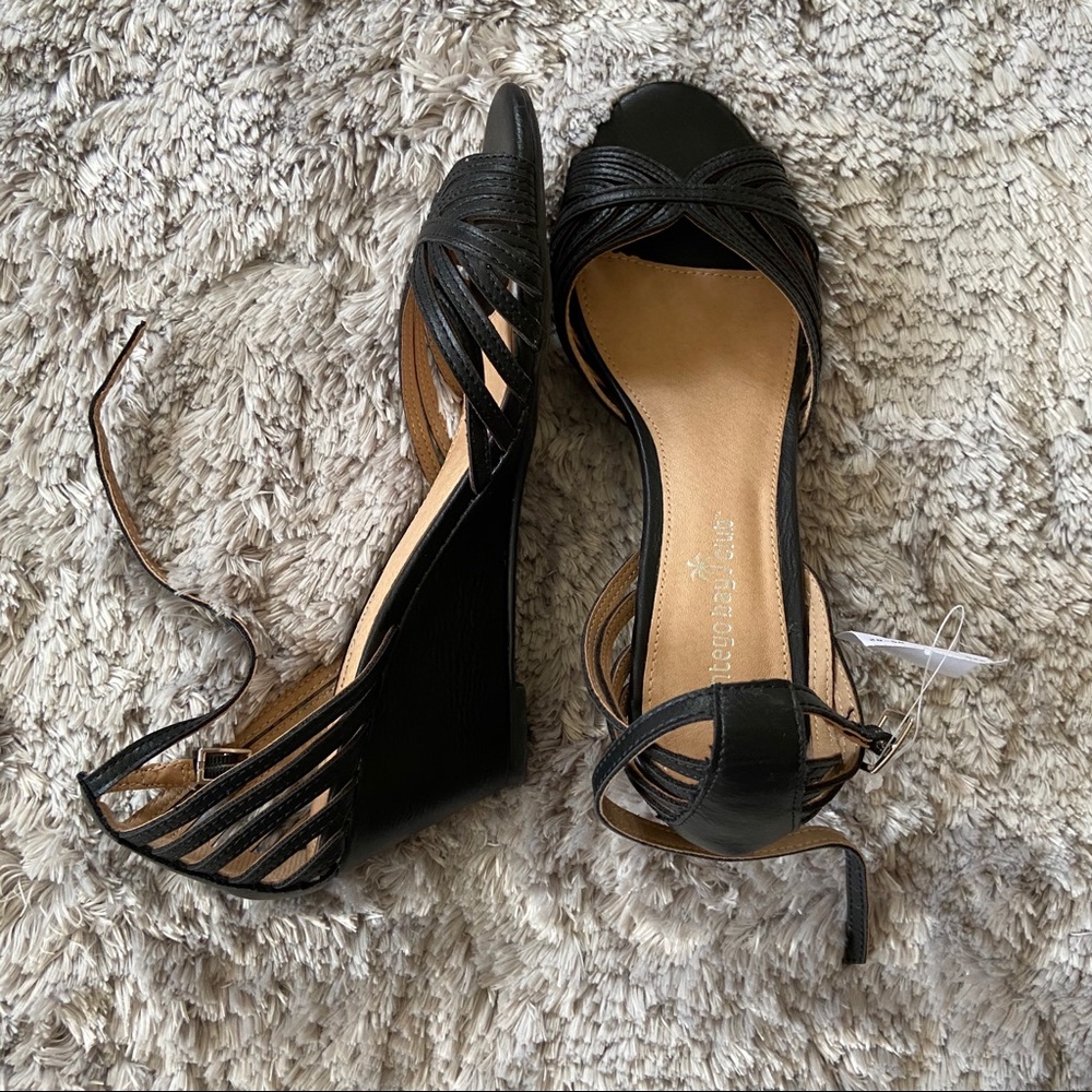 montego bay club black wedges with ankle strap